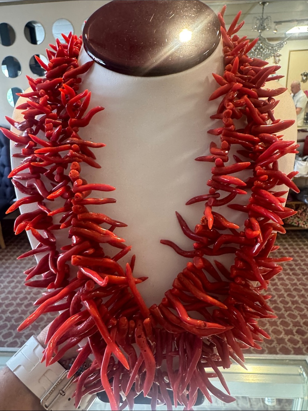 Bold Red Coral Branch Multi-Strand Necklace